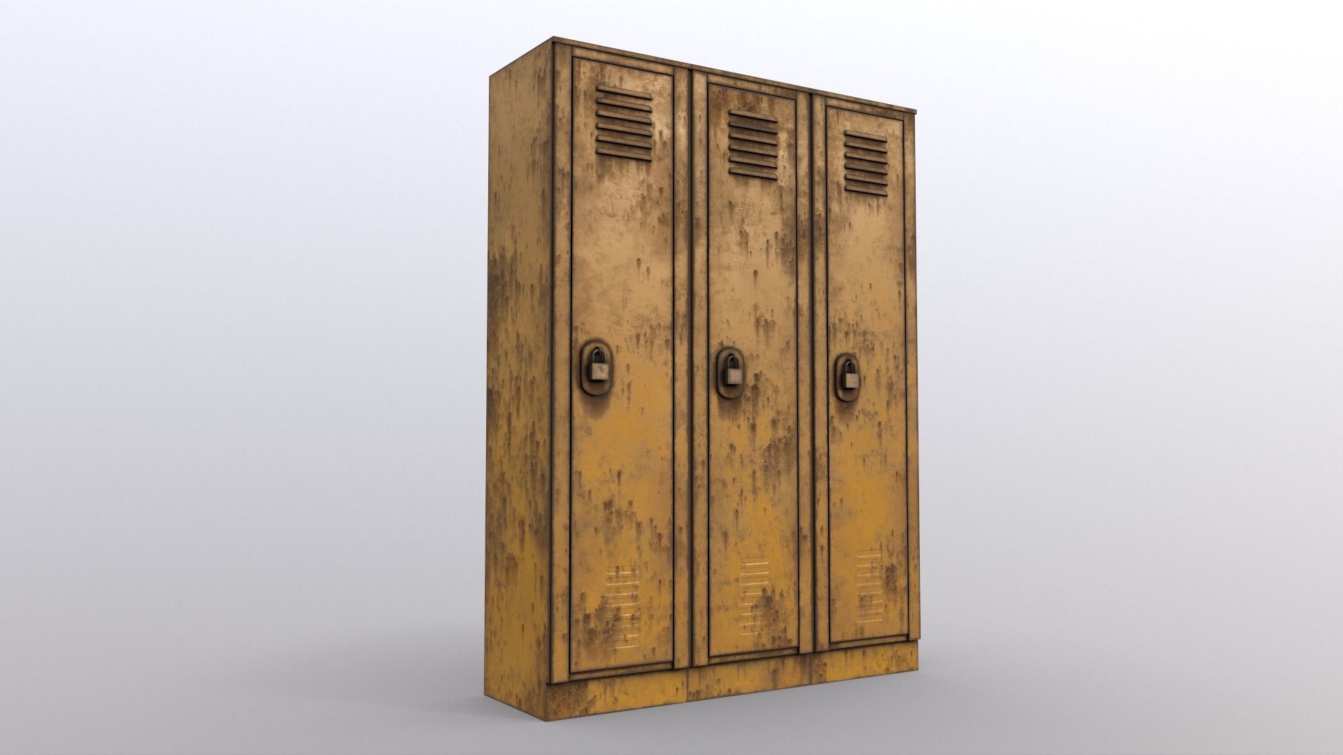 PBR School Gym Locker 01 - Yellow Low-poly 3D model_10