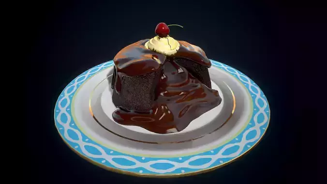 Chocolate Lava Cake Low-poly 3D model