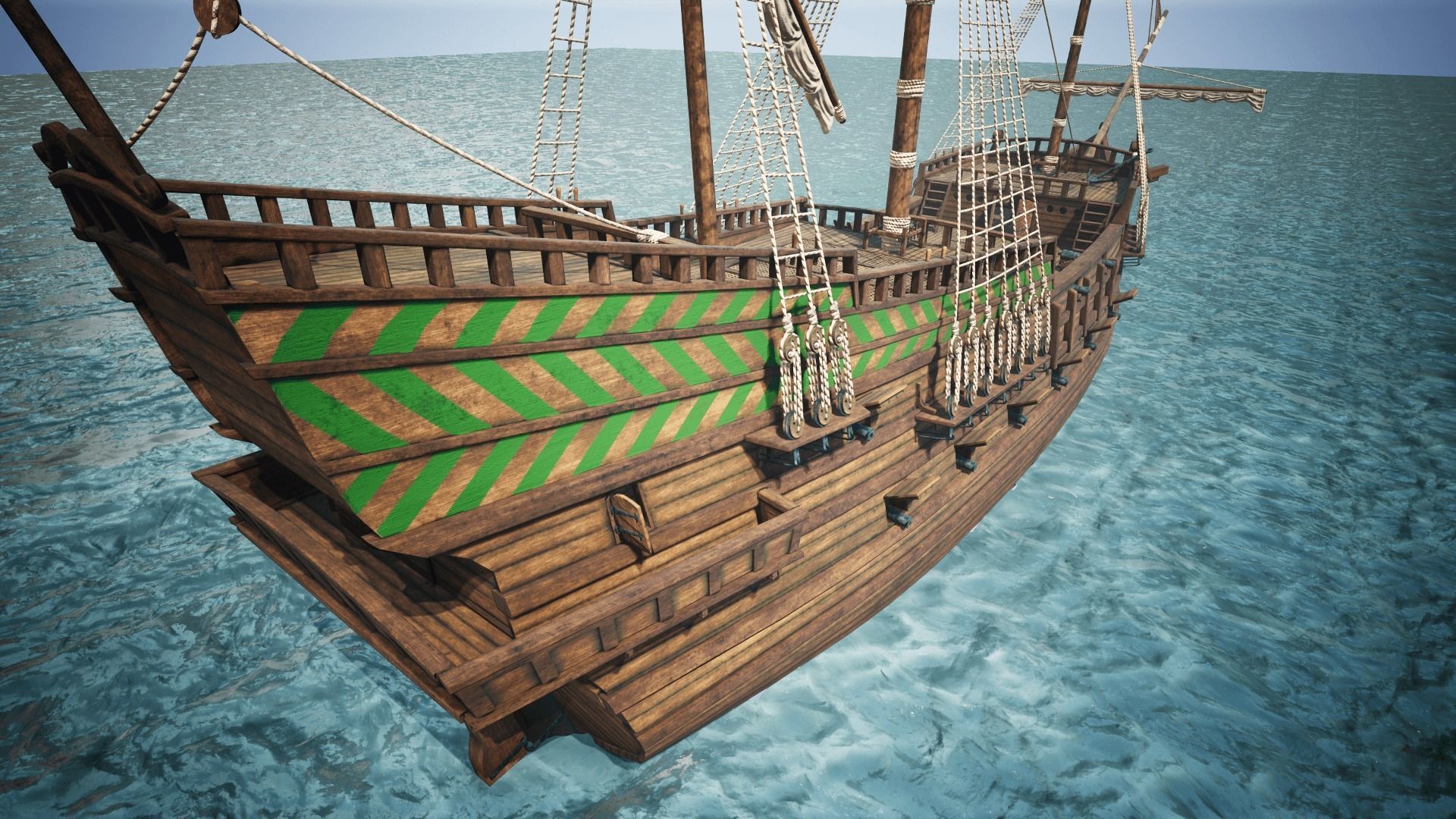 Roter Lowe Galleon Low-poly 3D model_6