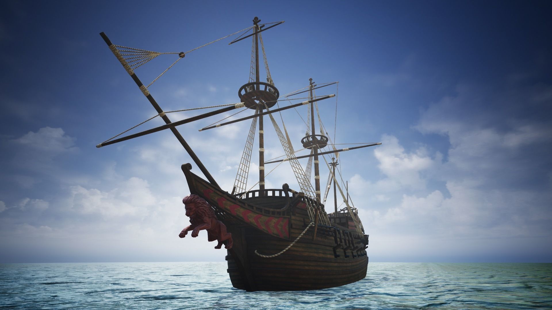Roter Lowe Galleon Low-poly 3D model_13