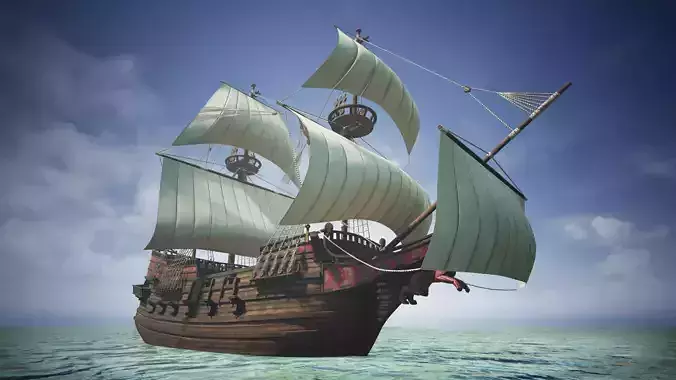 Roter Lowe Galleon Low-poly 3D model