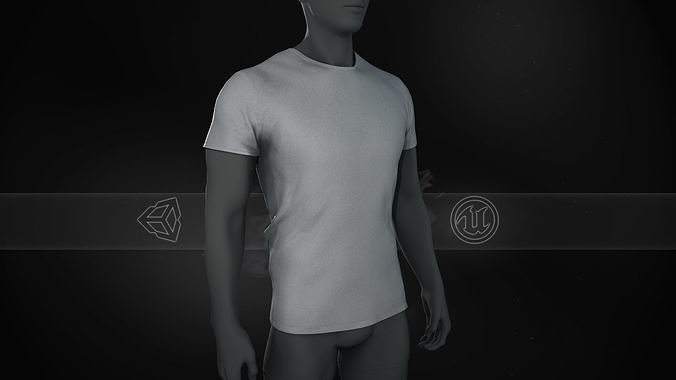 Slim Fit Gray T-Shirt Low-poly 3D model