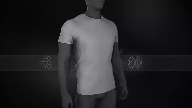 Slim Fit Gray T-Shirt Low-poly 3D model