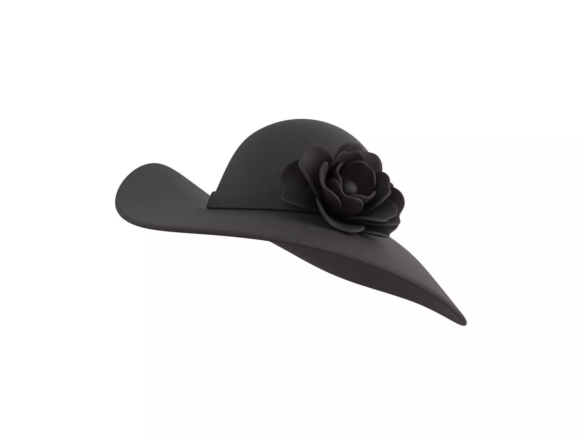 Black Flower Hat 3D model