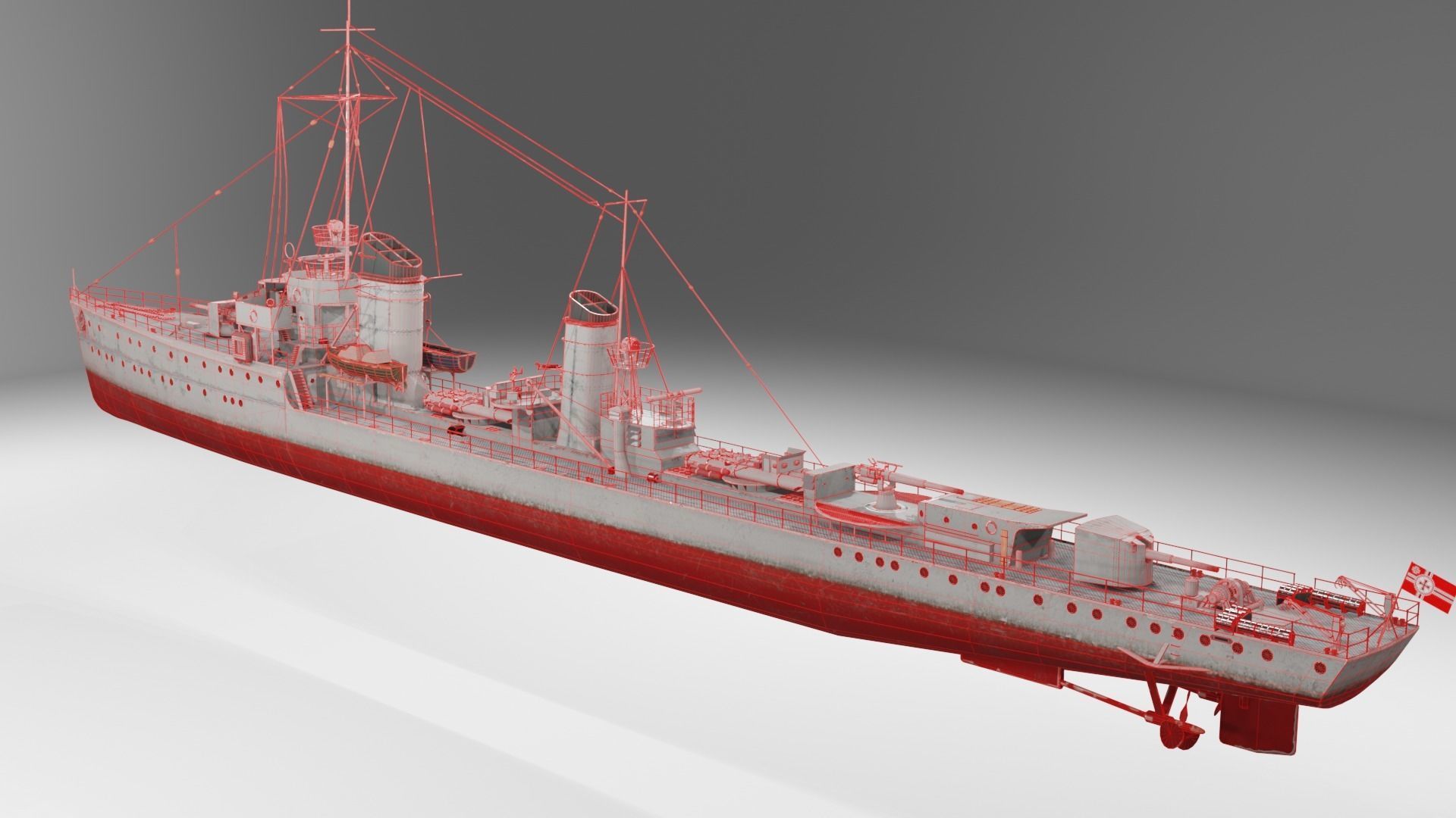 Mowe Class Type 23 Torpedo Boat  Low-poly 3D model_14