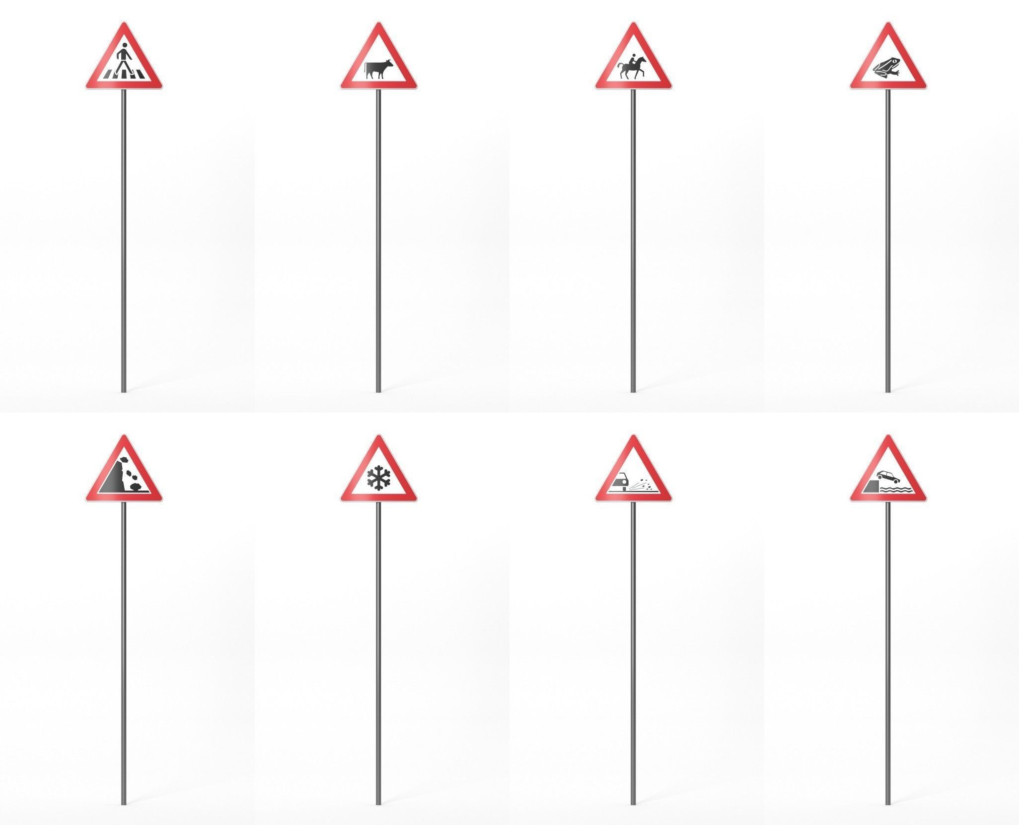 268 German Traffic Road Signs Pack DE Low-poly 3D model Low-poly 3D model_2