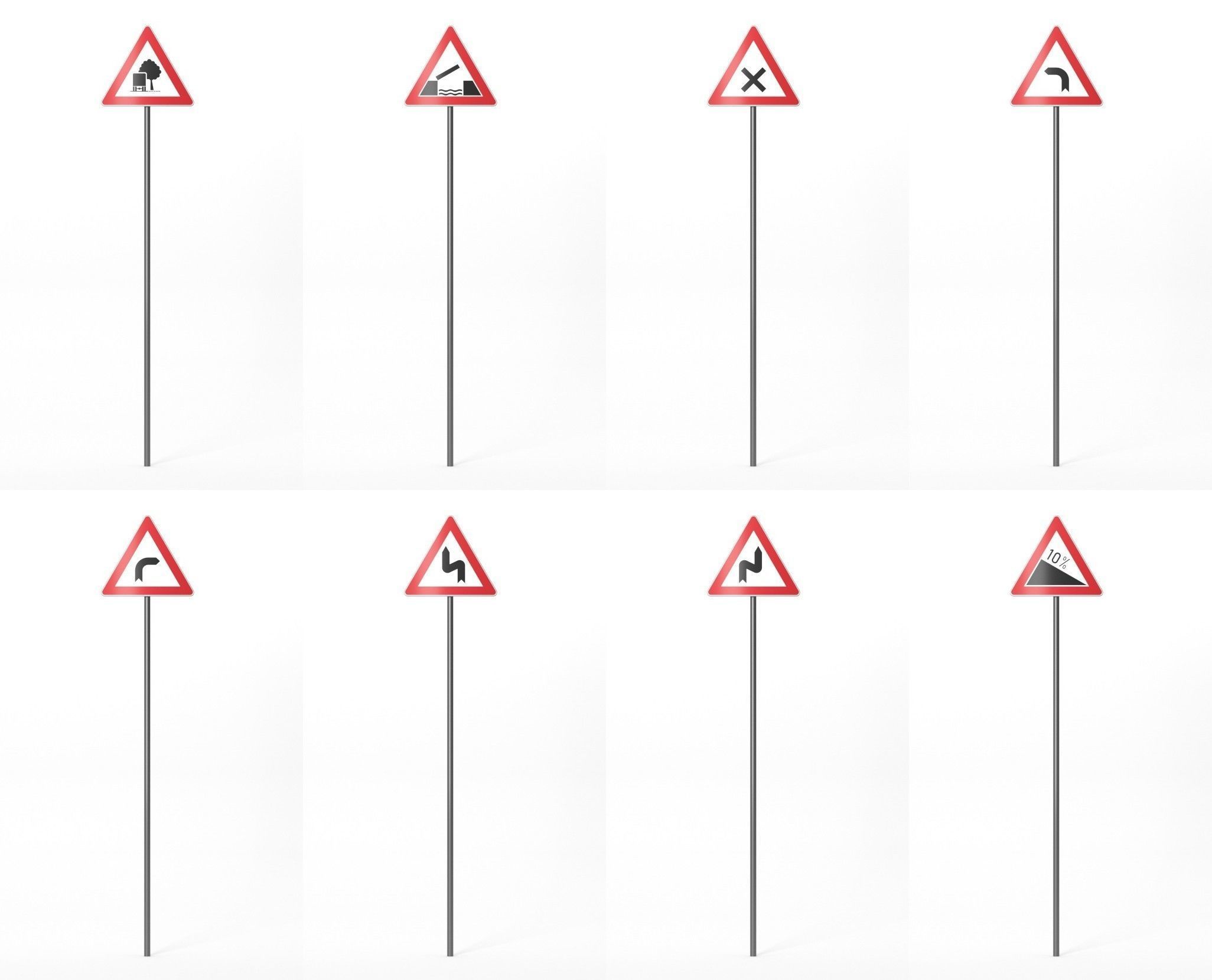 268 German Traffic Road Signs Pack DE Low-poly 3D model Low-poly 3D model_3