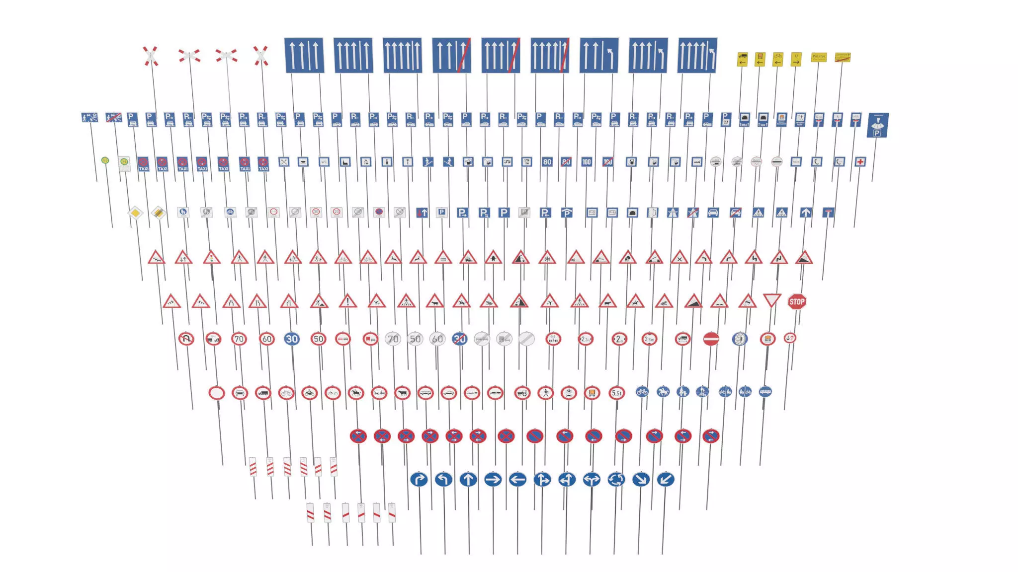 268 German Traffic Road Signs Pack DE Low-poly 3D model Low-poly 3D model_0