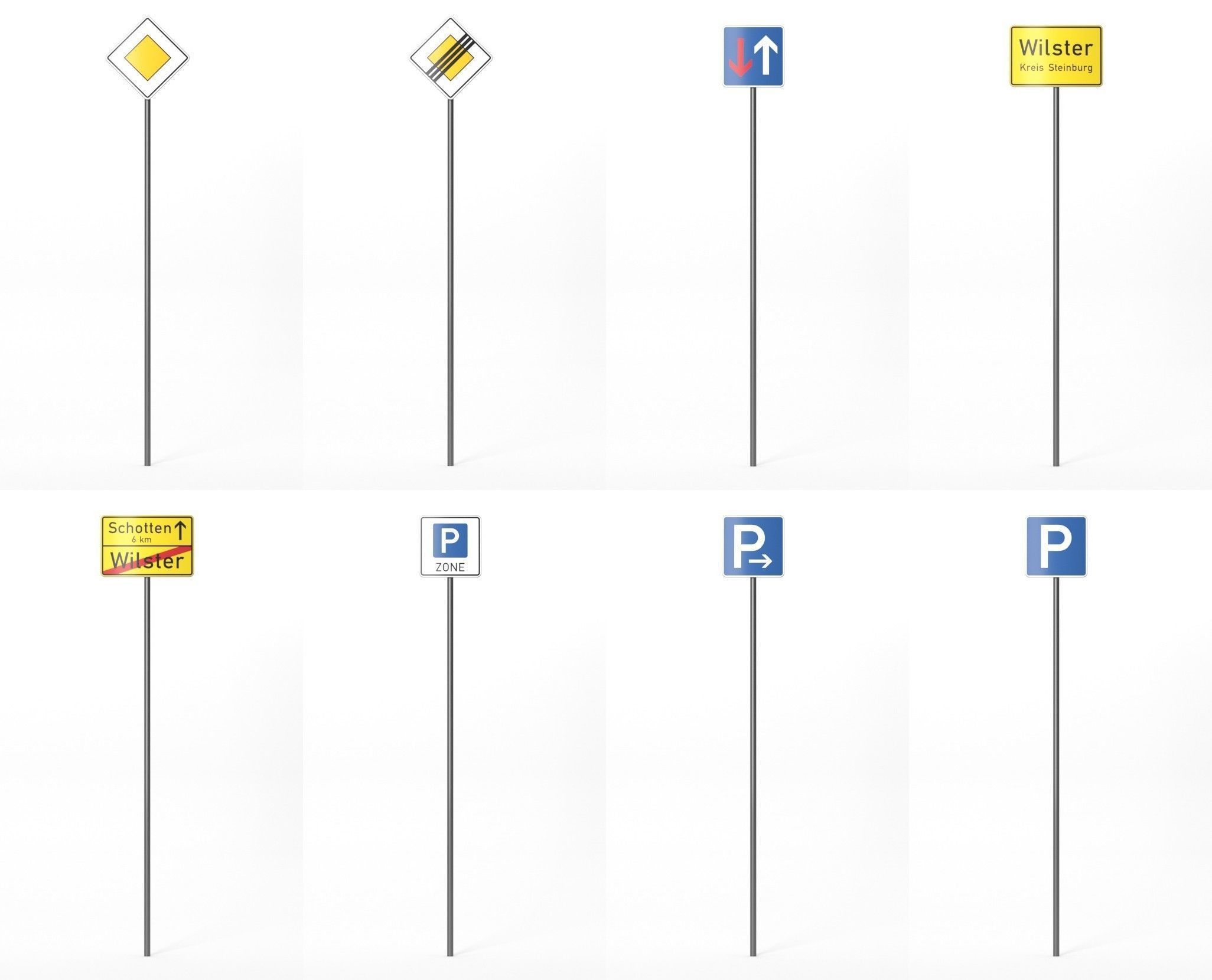 268 German Traffic Road Signs Pack DE Low-poly 3D model Low-poly 3D model_22