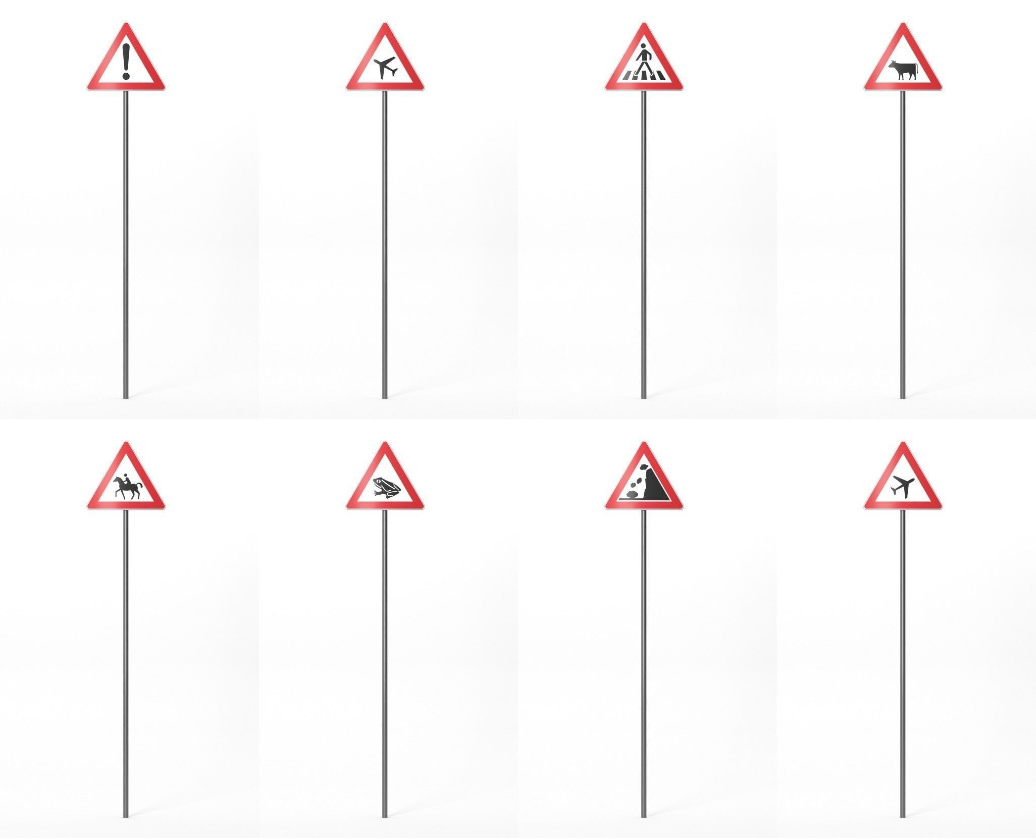 268 German Traffic Road Signs Pack DE Low-poly 3D model Low-poly 3D model_1