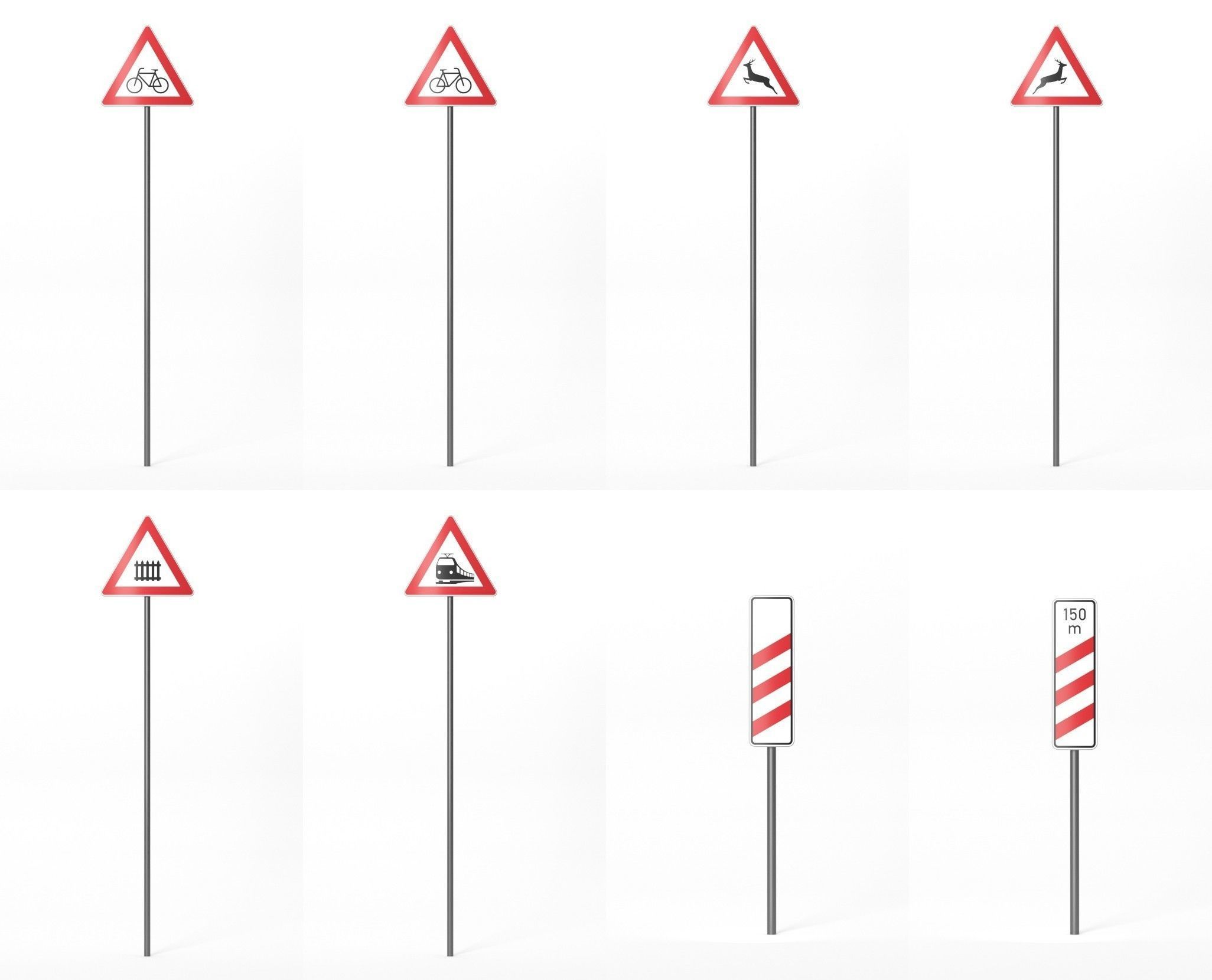 268 German Traffic Road Signs Pack DE Low-poly 3D model Low-poly 3D model_6