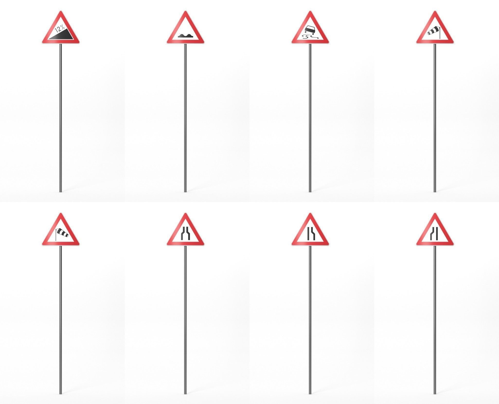 268 German Traffic Road Signs Pack DE Low-poly 3D model Low-poly 3D model_4