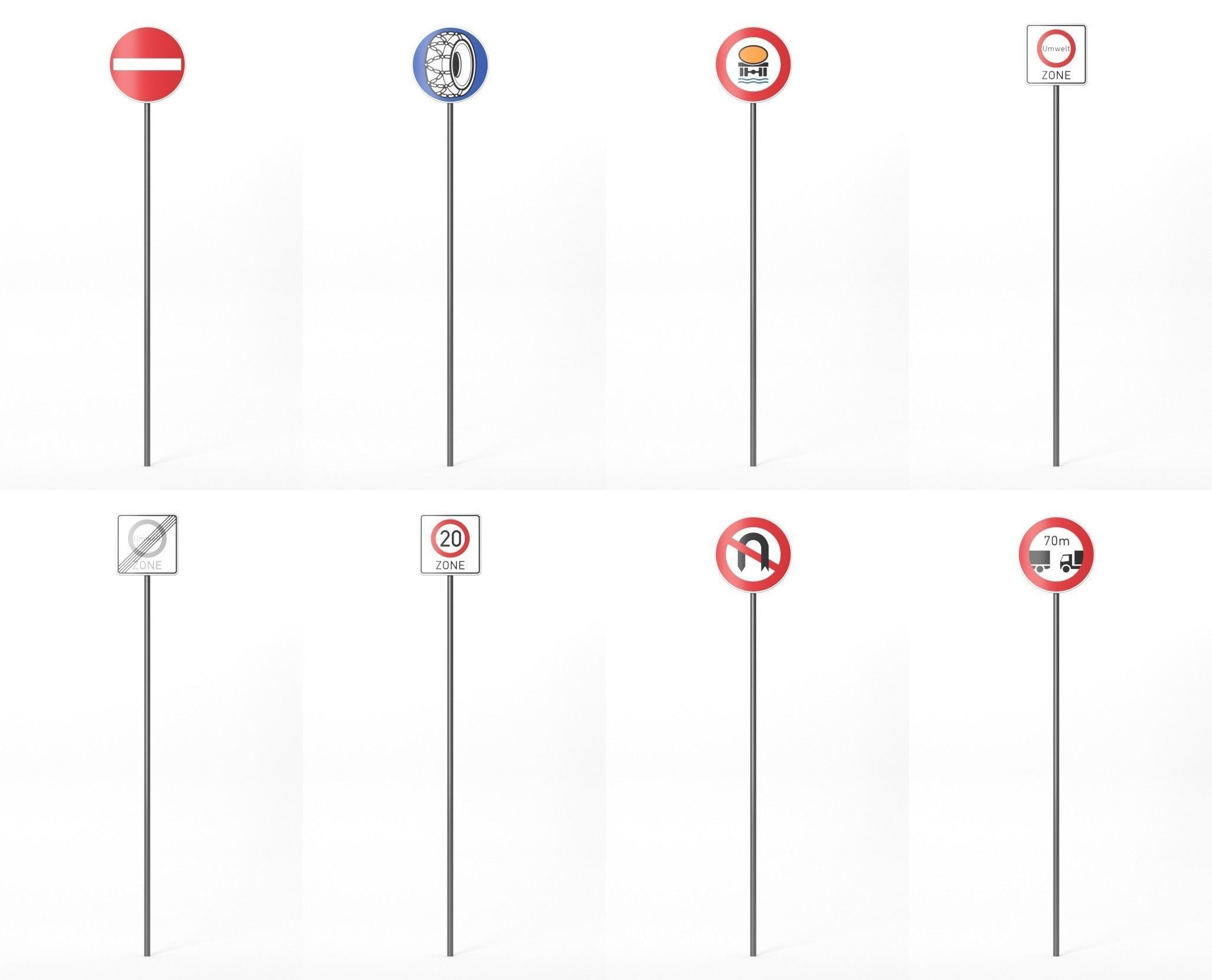 268 German Traffic Road Signs Pack DE Low-poly 3D model Low-poly 3D model_17