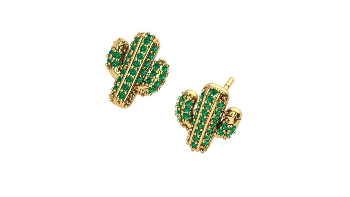 CactusV1 earring 3D print model_1