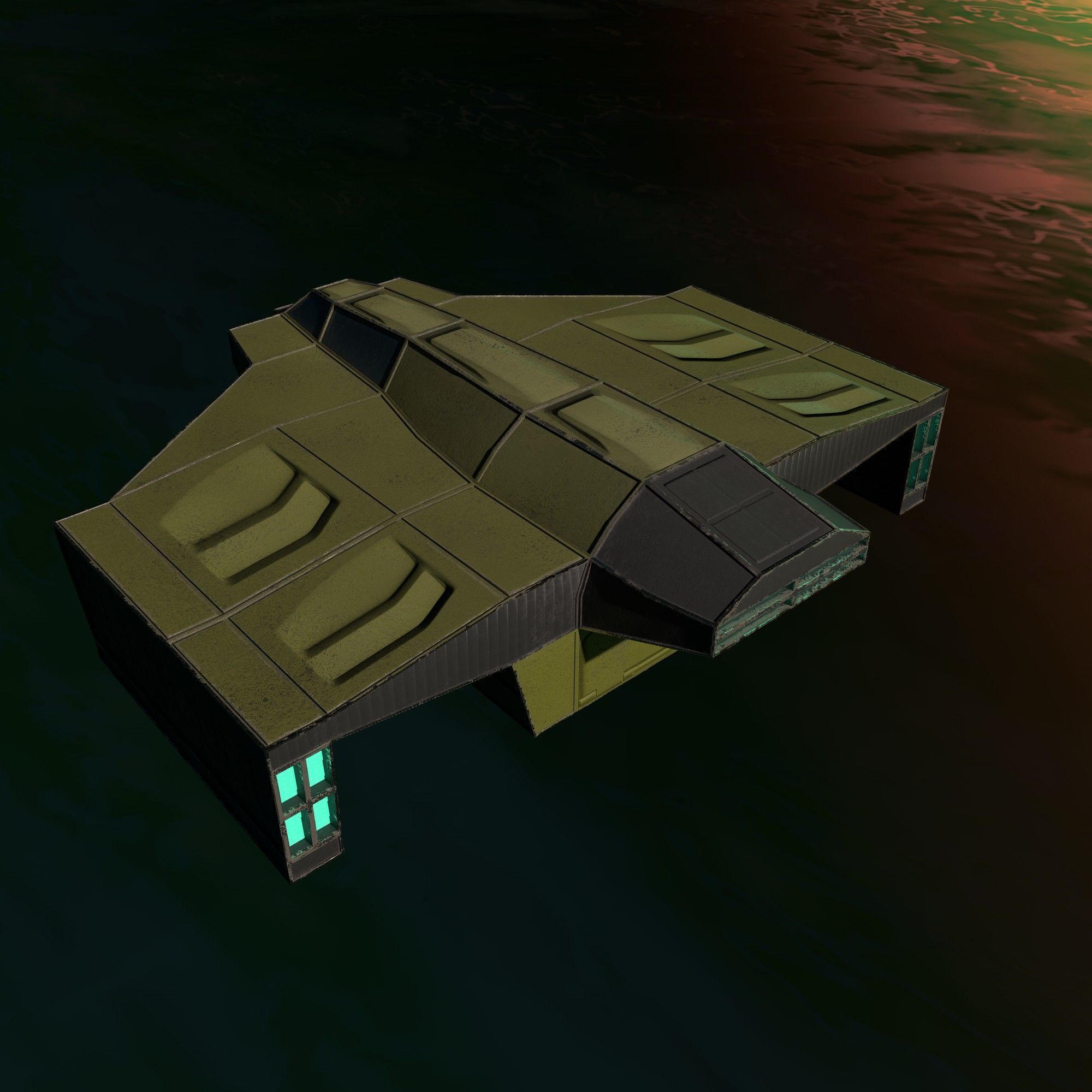 cargo space ship v2 Low-poly 3D model_11
