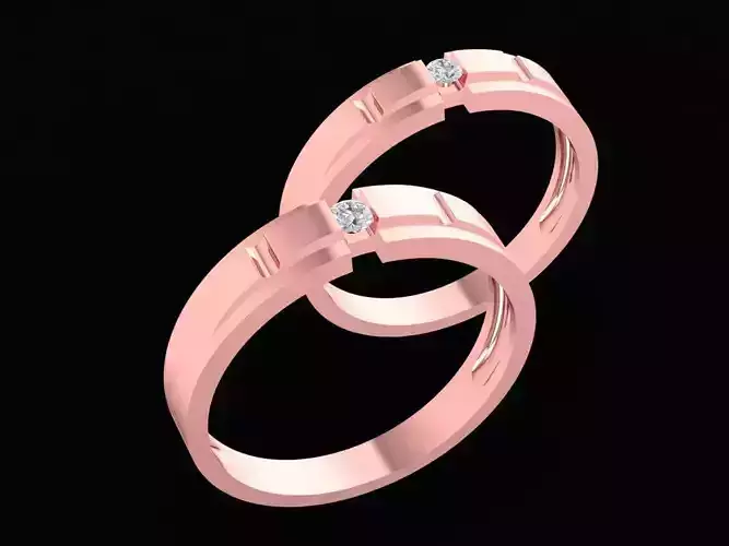 Minimalist Couple Rings with Single Center Stone  968