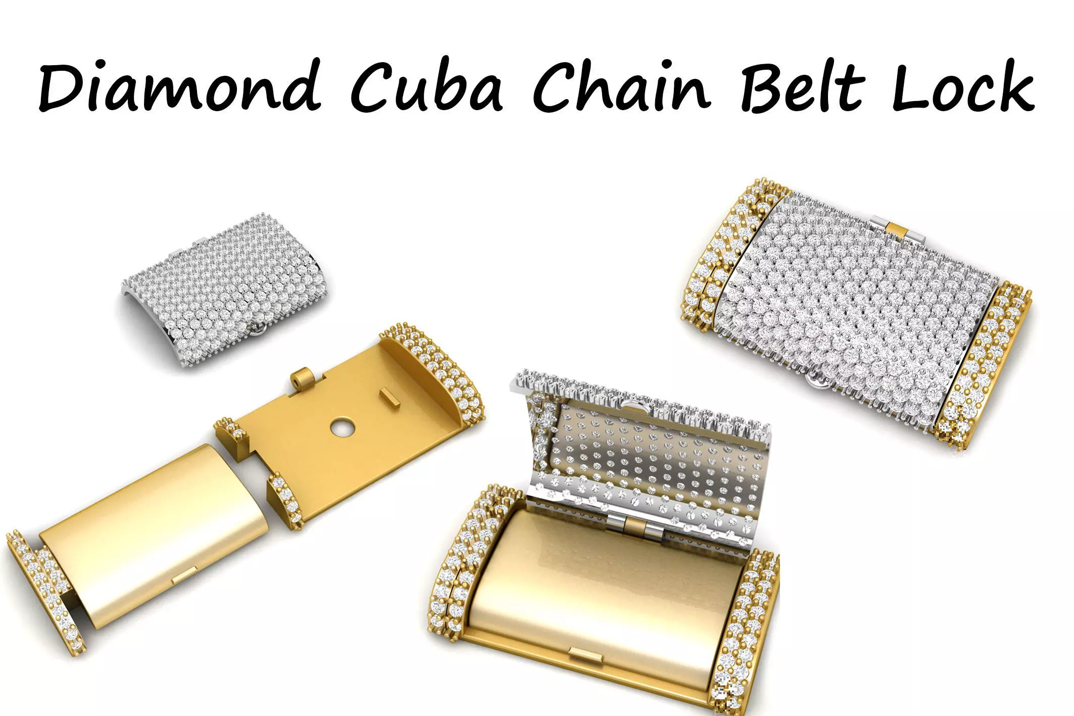 Diamond Cuban Chain Belt Lock 3D print model