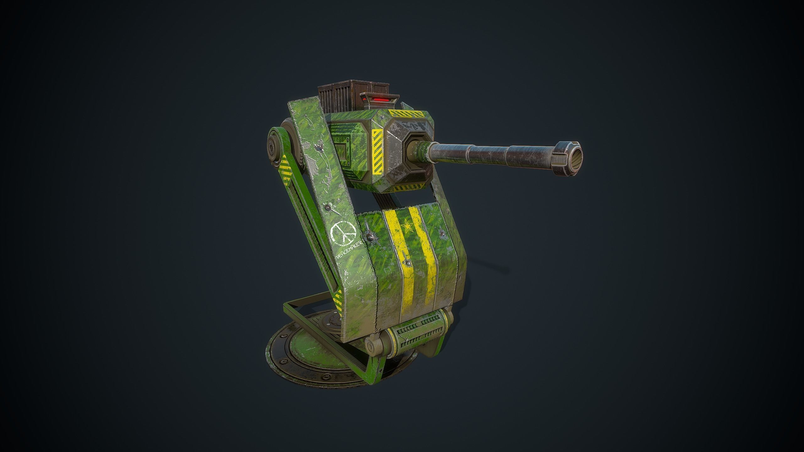Foldable turret Low-poly 3D model_6