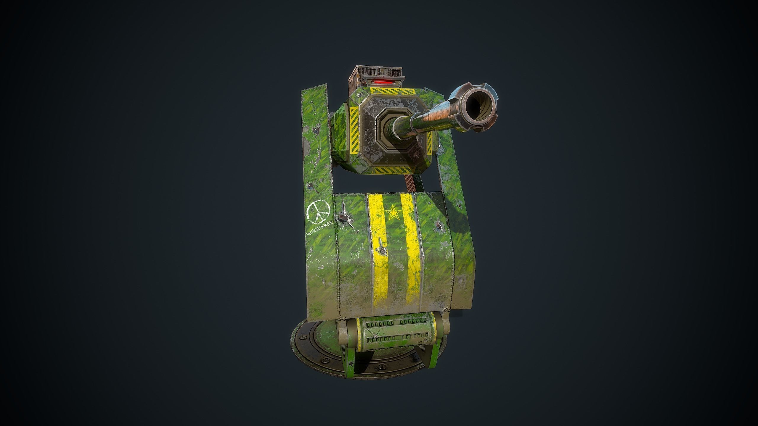 Foldable turret Low-poly 3D model_5