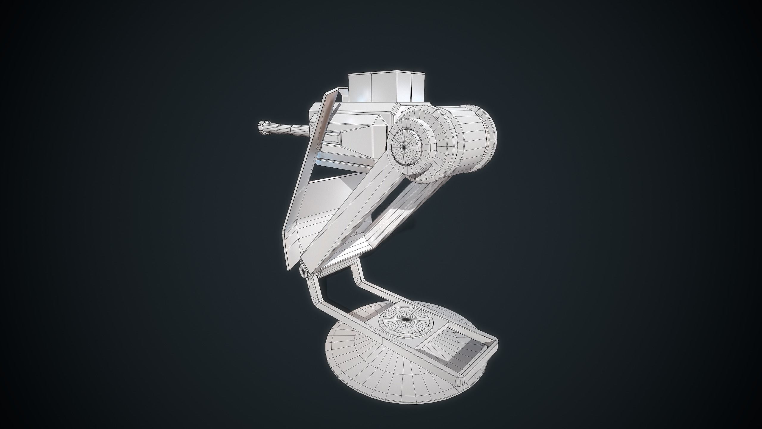 Foldable turret Low-poly 3D model_12