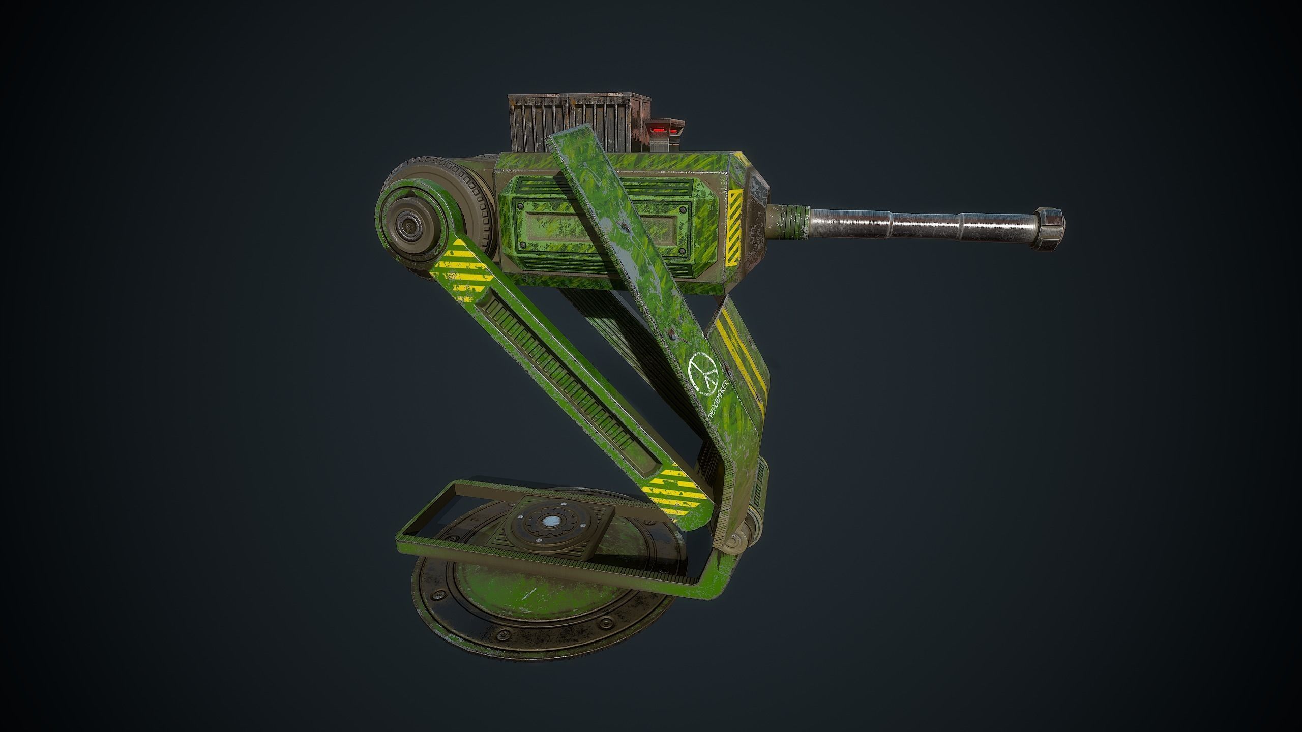 Foldable turret Low-poly 3D model_7