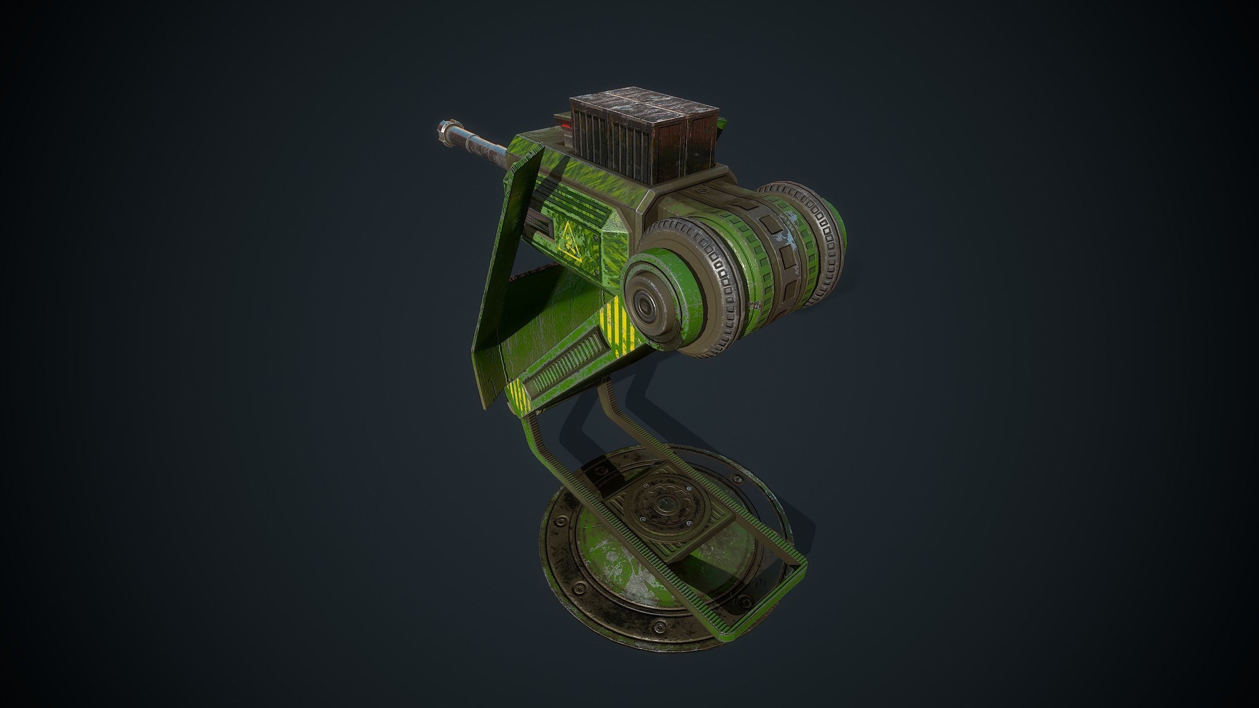 Foldable turret Low-poly 3D model_9