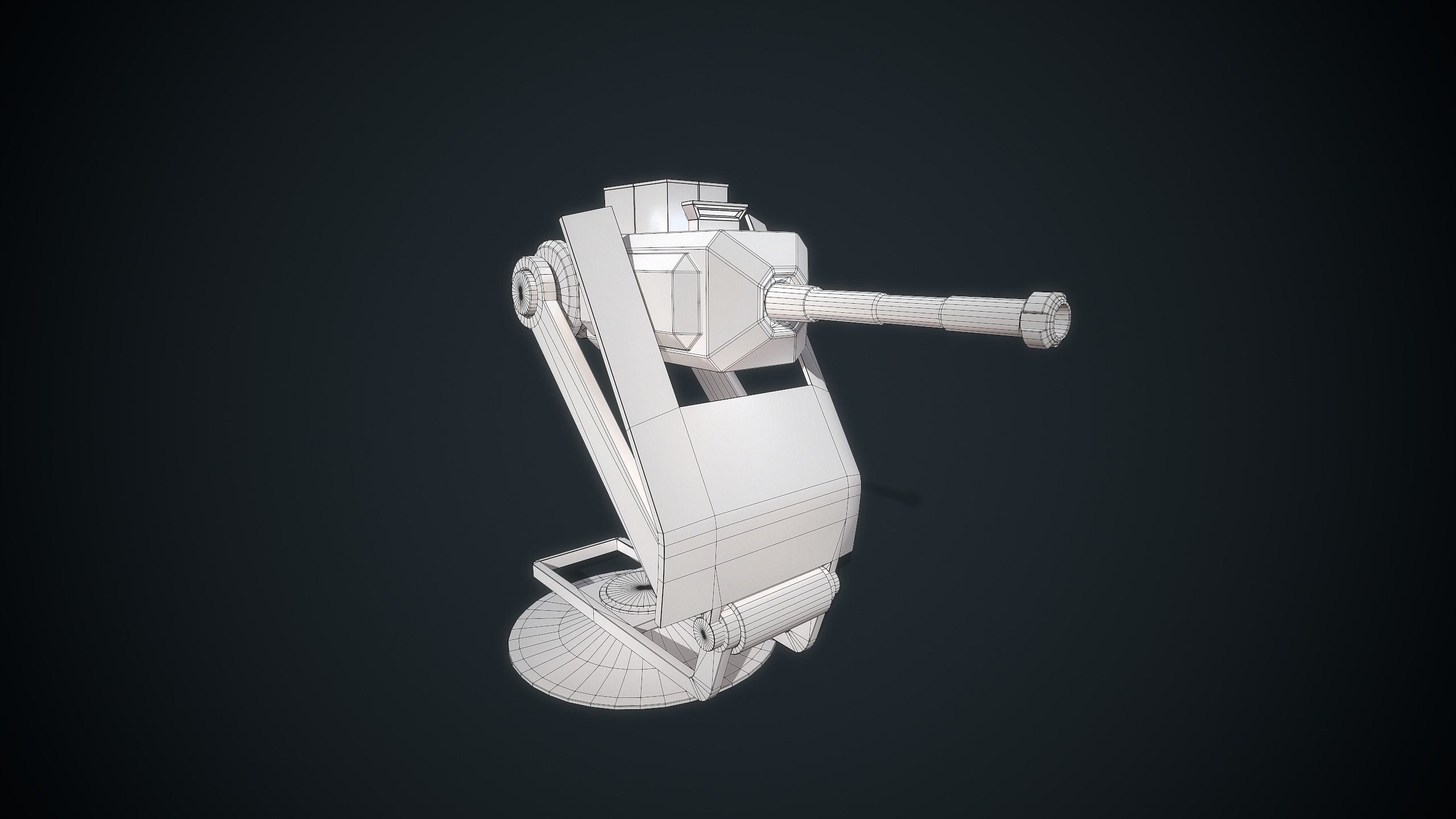 Foldable turret Low-poly 3D model_11