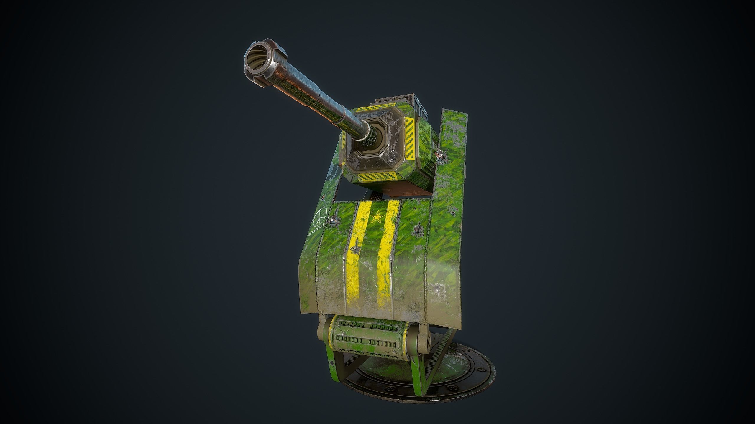 Foldable turret Low-poly 3D model_4