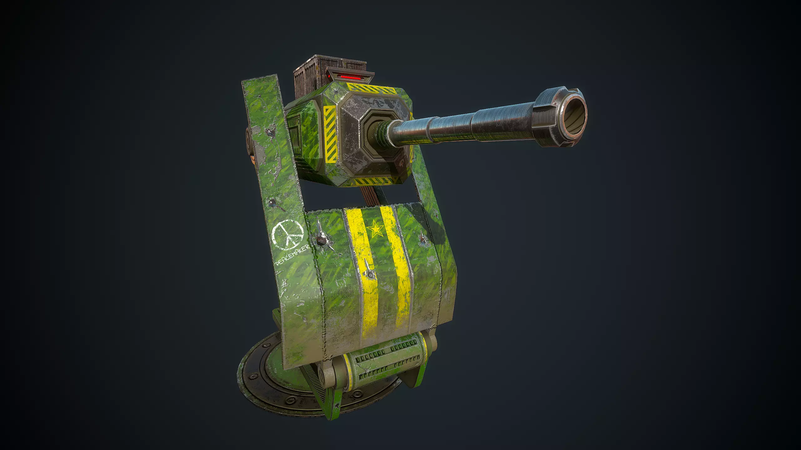 Foldable turret Low-poly 3D model_0