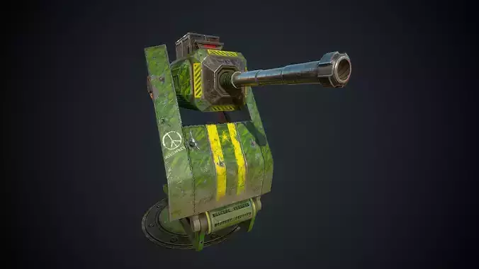Foldable turret Low-poly 3D model