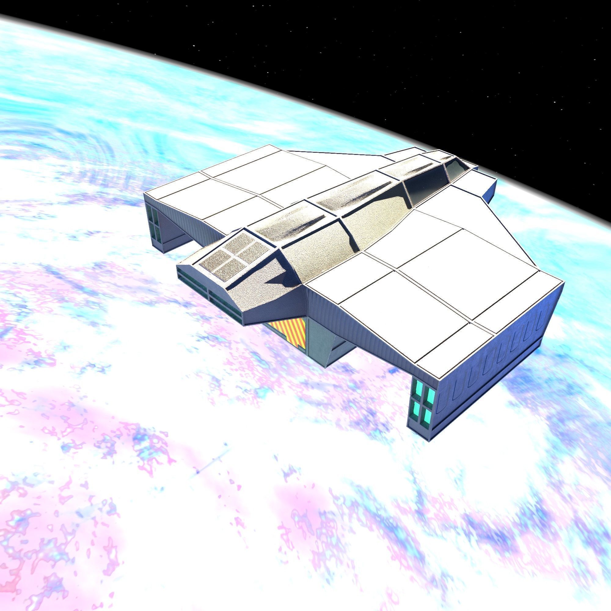 cargo space ship v3 Low-poly 3D model_11