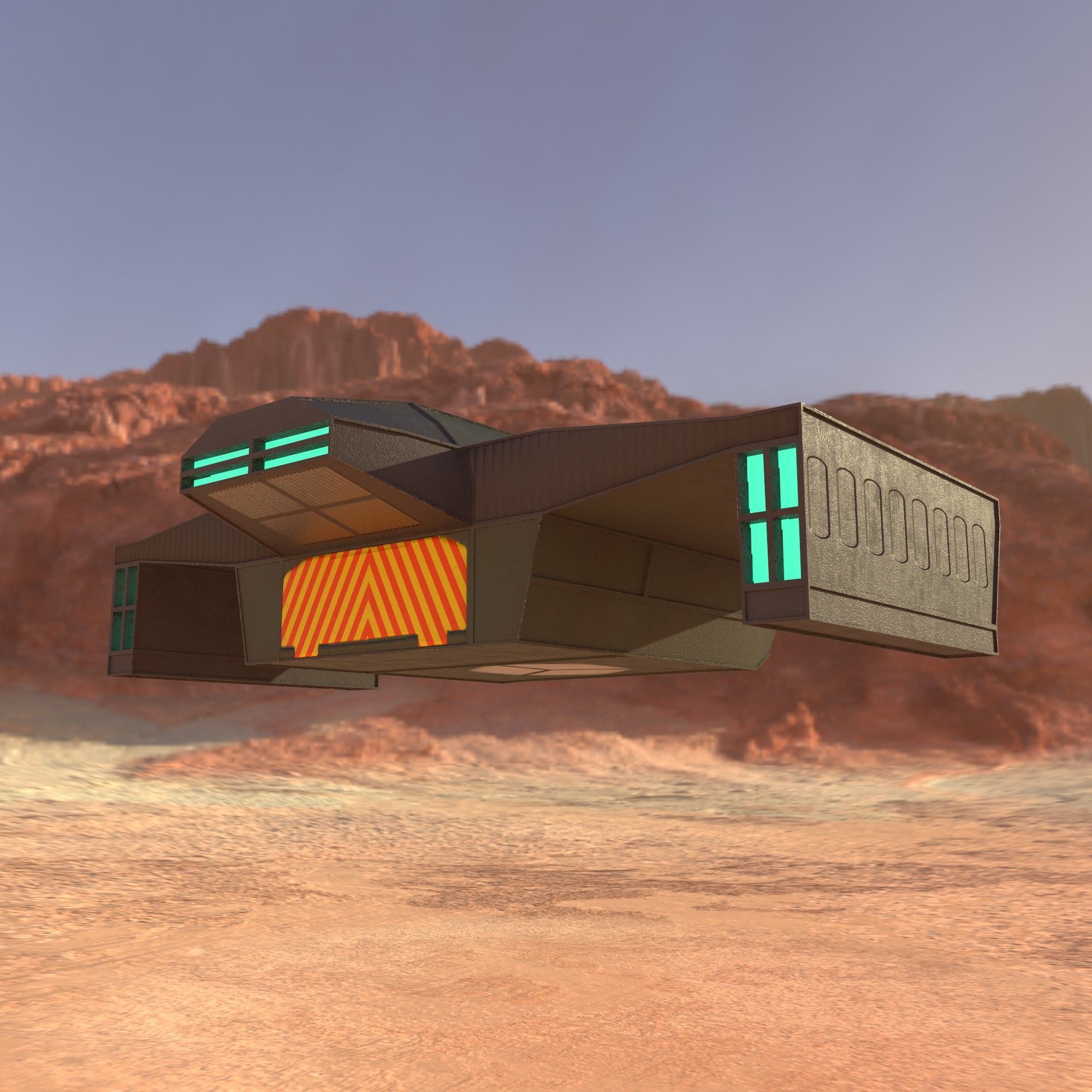 cargo space ship v3 Low-poly 3D model_13