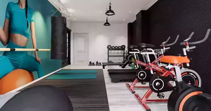 D5 render fitness room scene 3D model