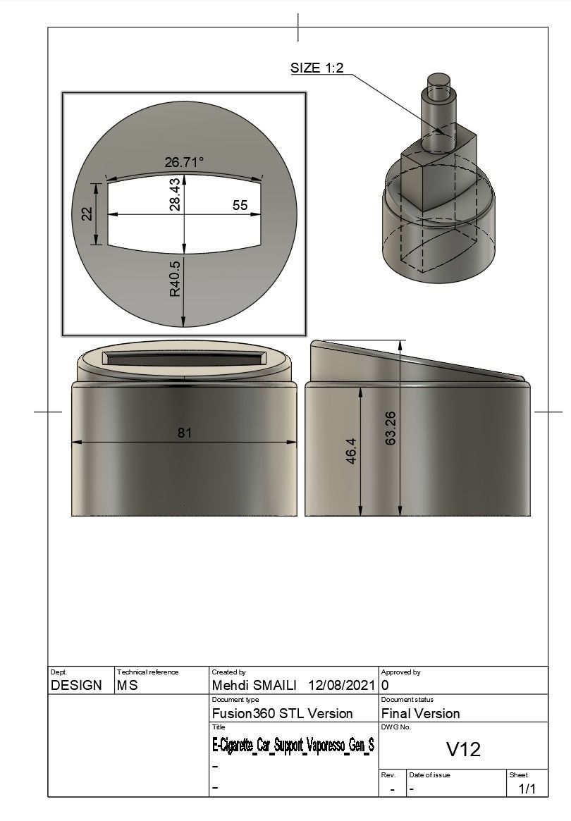 E-Cigarette Vaporesso Car Support Stand 3D print model_2