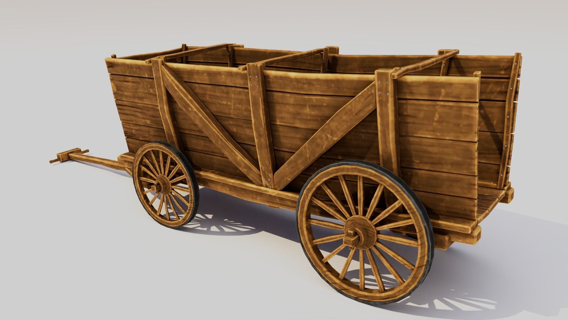Cartoon Wagon Low-poly 3D model_1