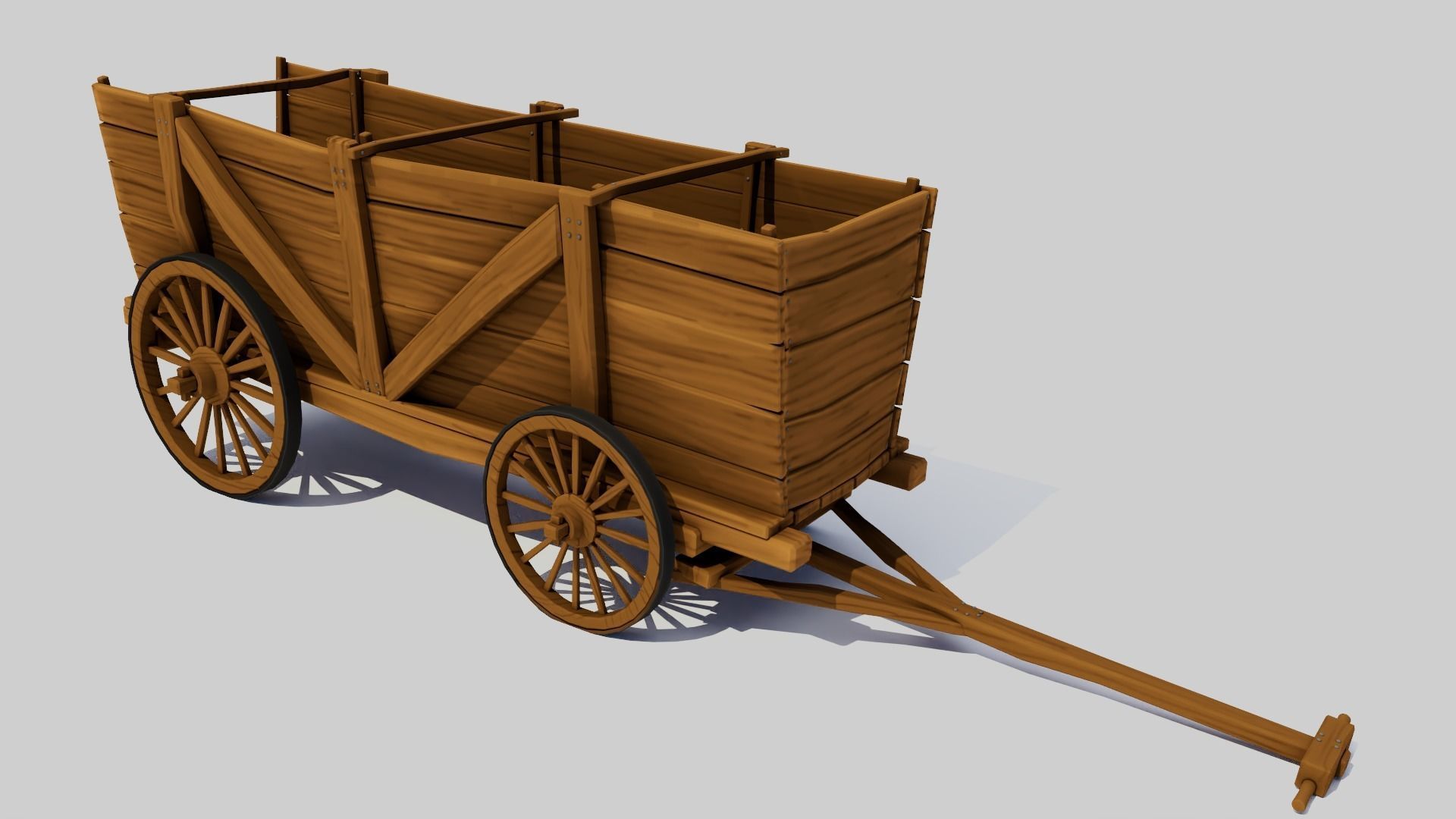 Cartoon Wagon Low-poly 3D model_3