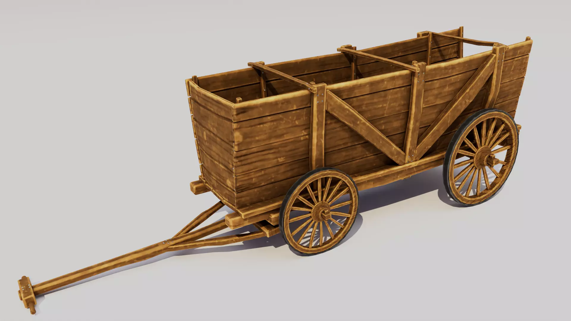 Cartoon Wagon Low-poly 3D model_0