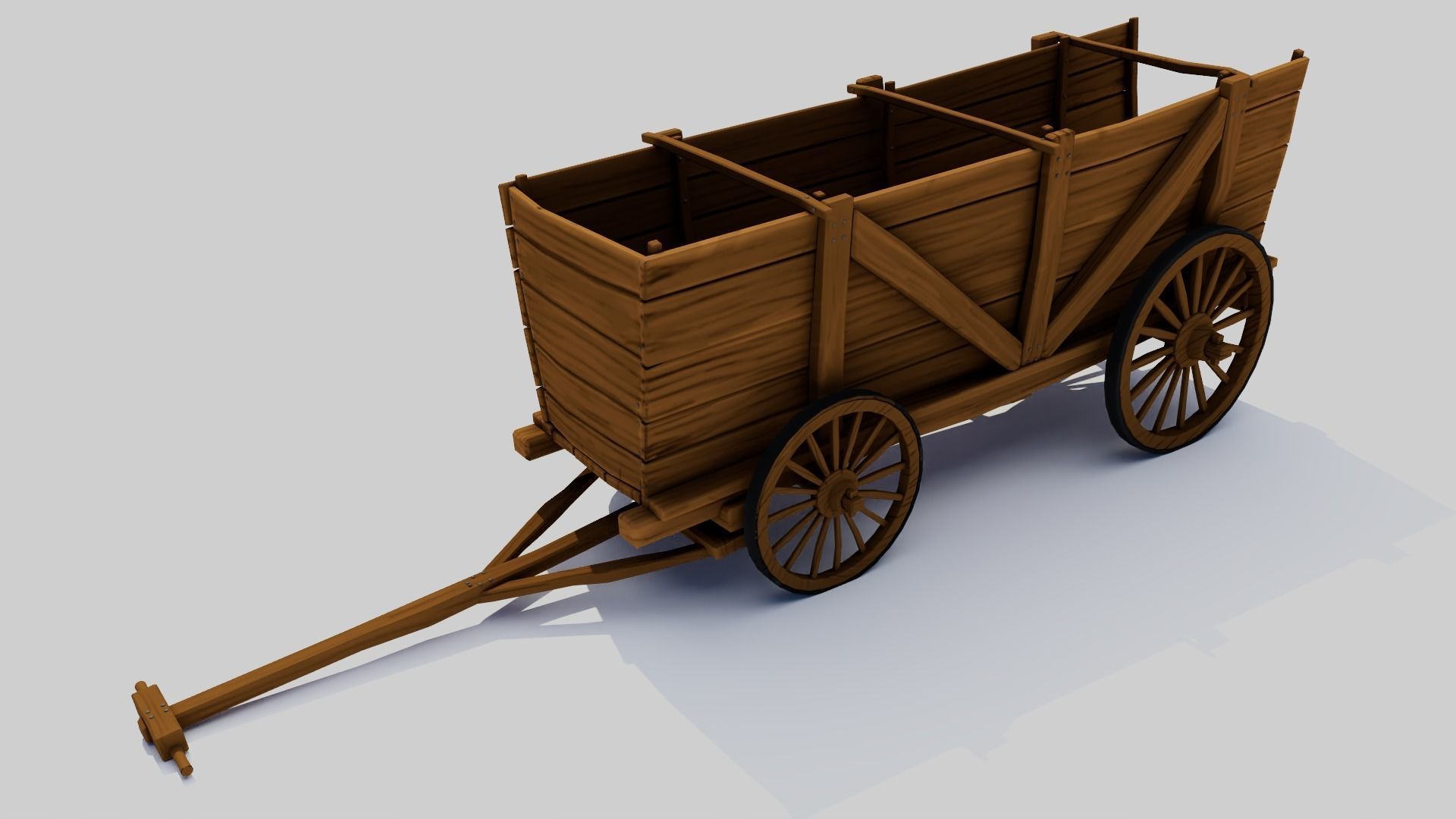 Cartoon Wagon Low-poly 3D model_4