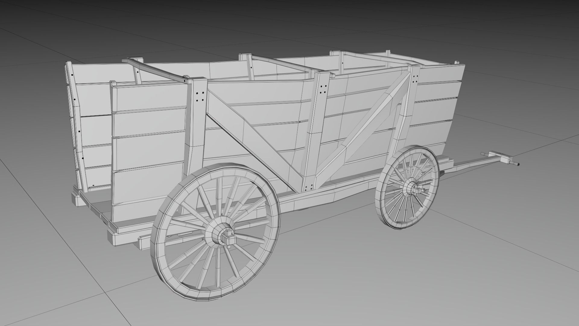 Cartoon Wagon Low-poly 3D model_8