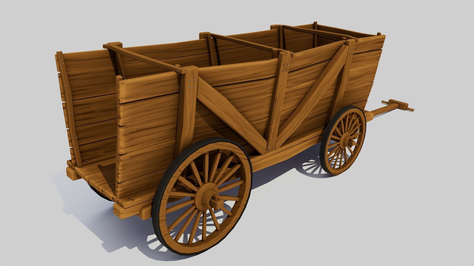 Cartoon Wagon Low-poly 3D model_2