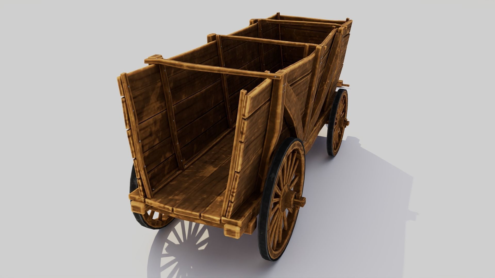 Cartoon Wagon Low-poly 3D model_9