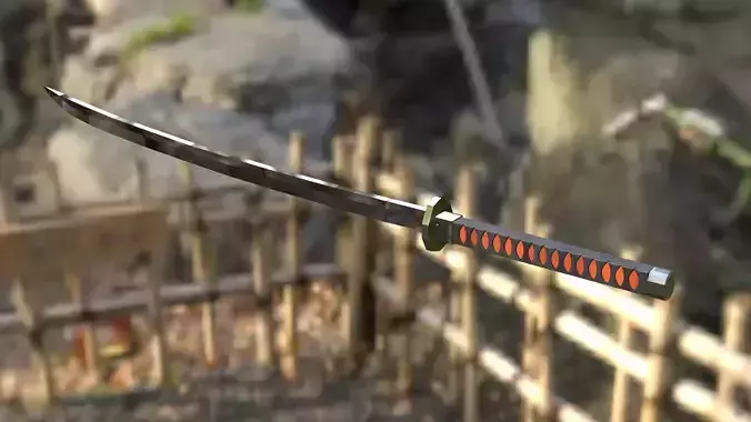 Japanese samurai katana PBR low poly game ready 