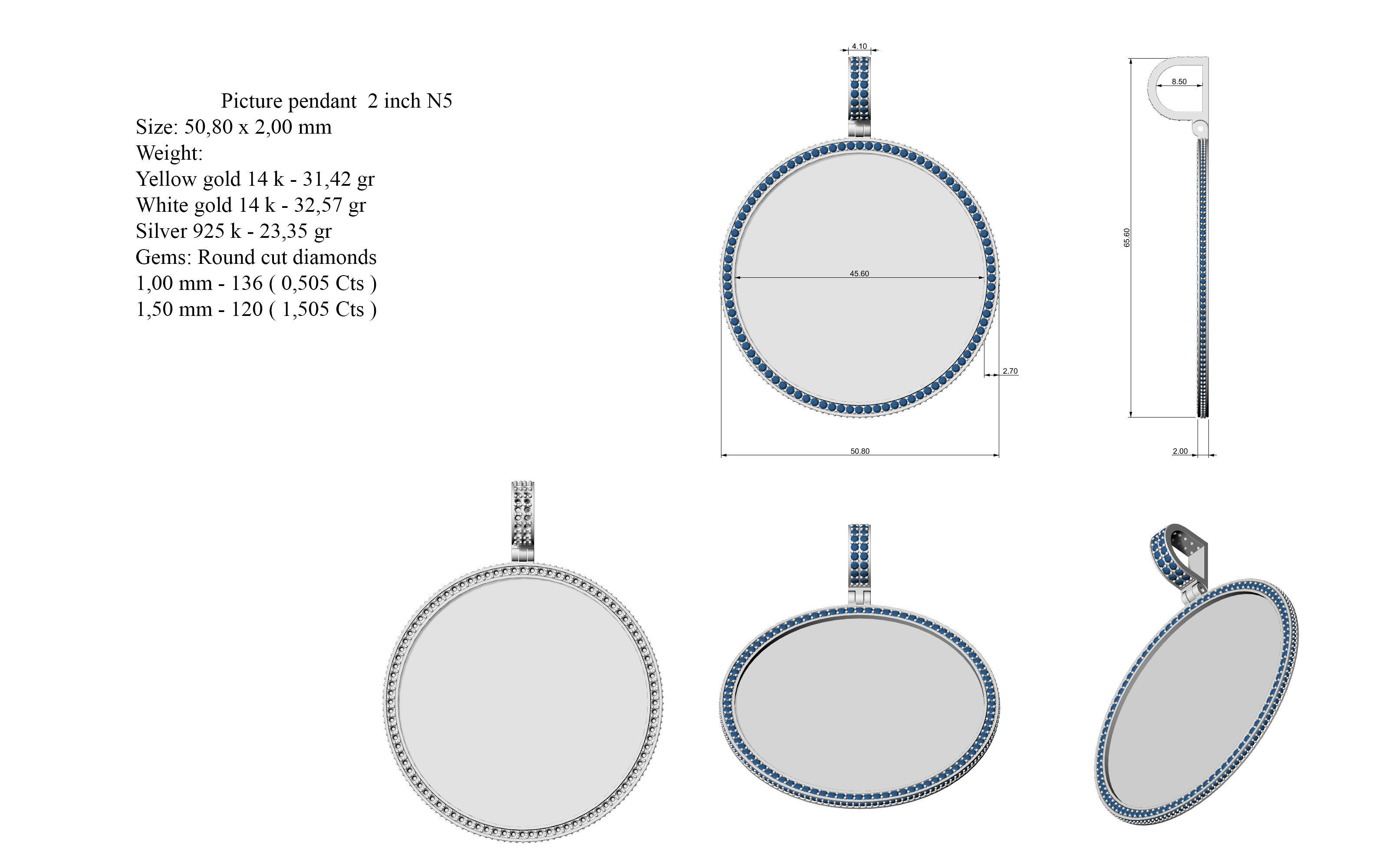 Picture pendant 1-2 inch N5 3D print model_11