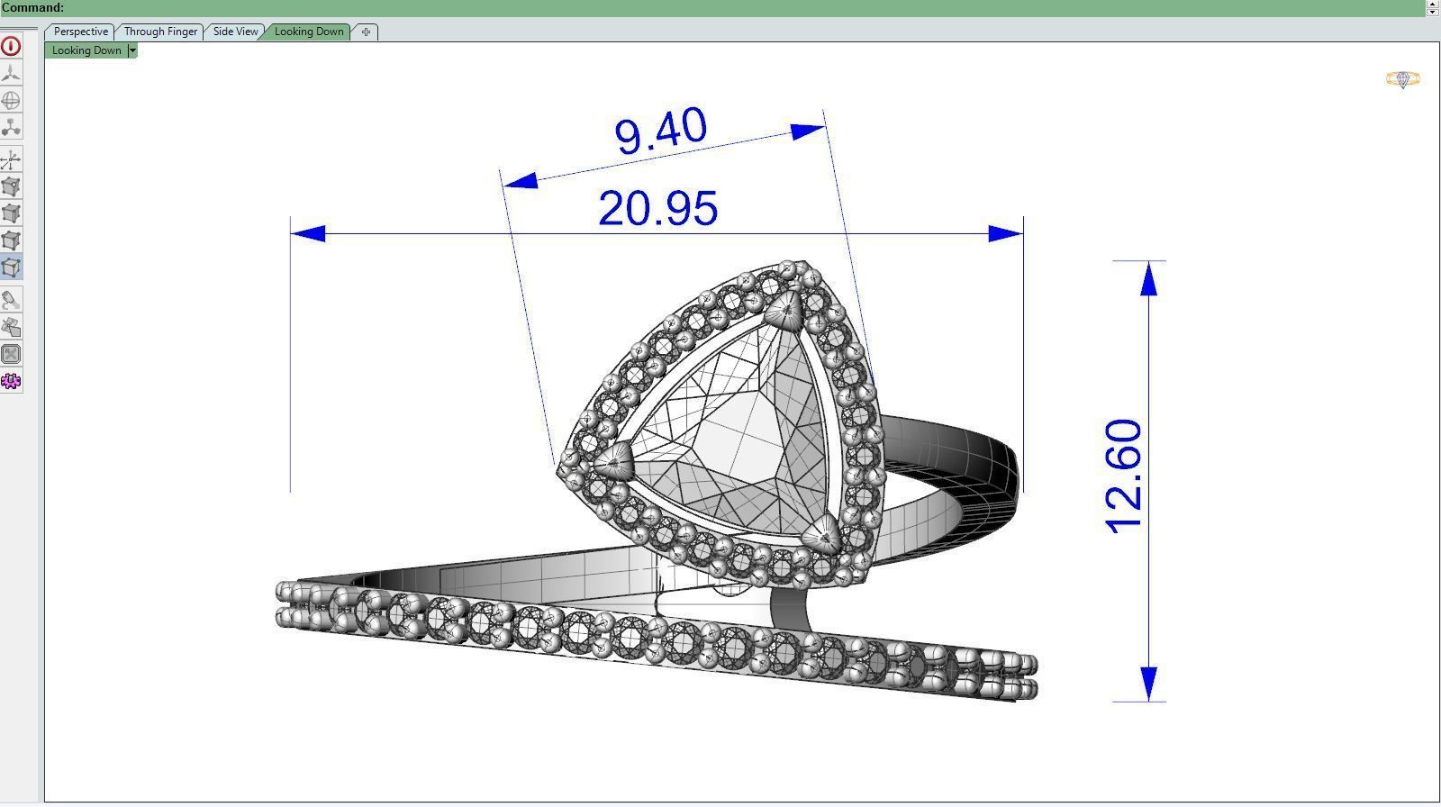 Diamond ring Triangle 3D print model_7