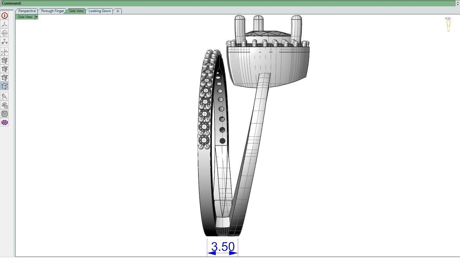 Diamond ring Triangle 3D print model_9