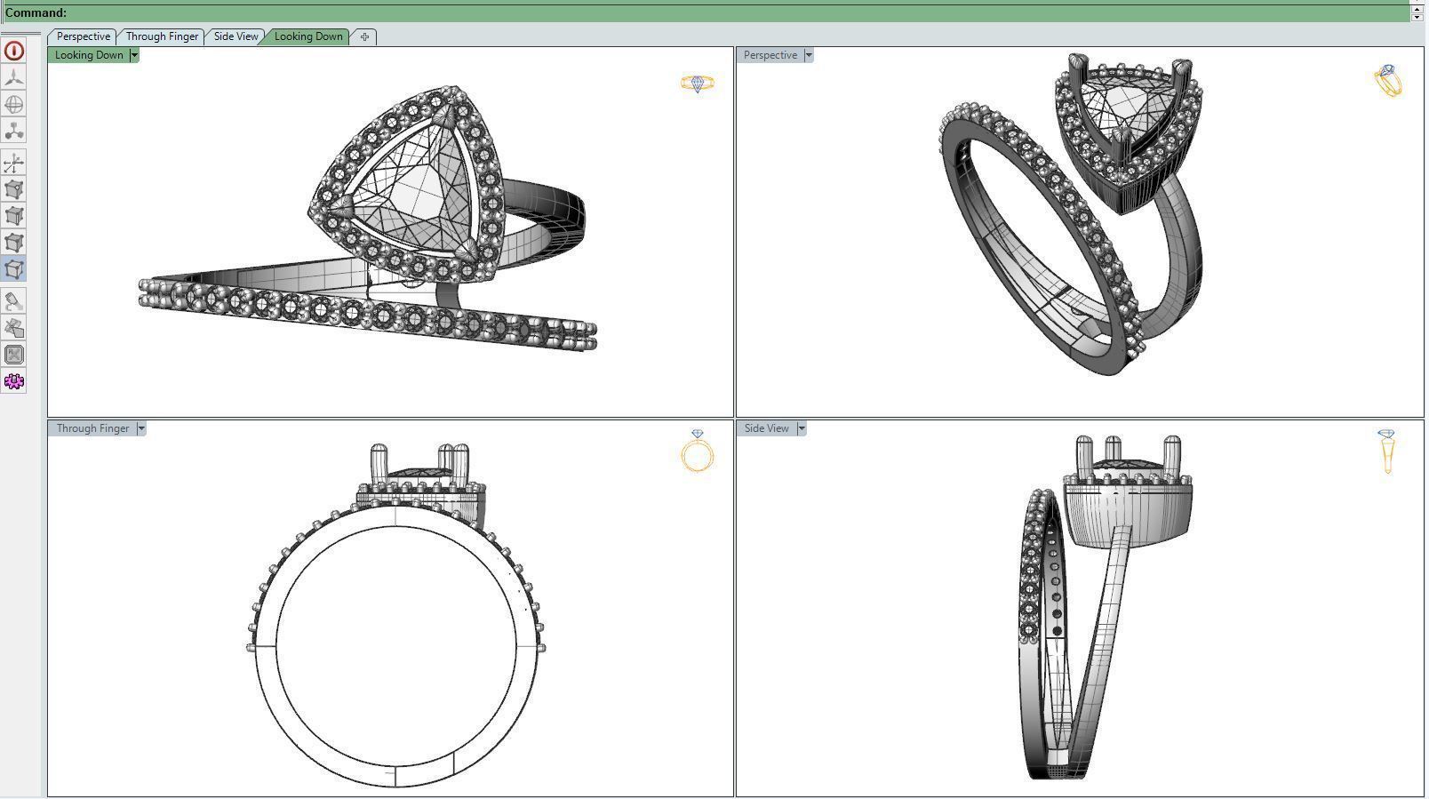 Diamond ring Triangle 3D print model_6