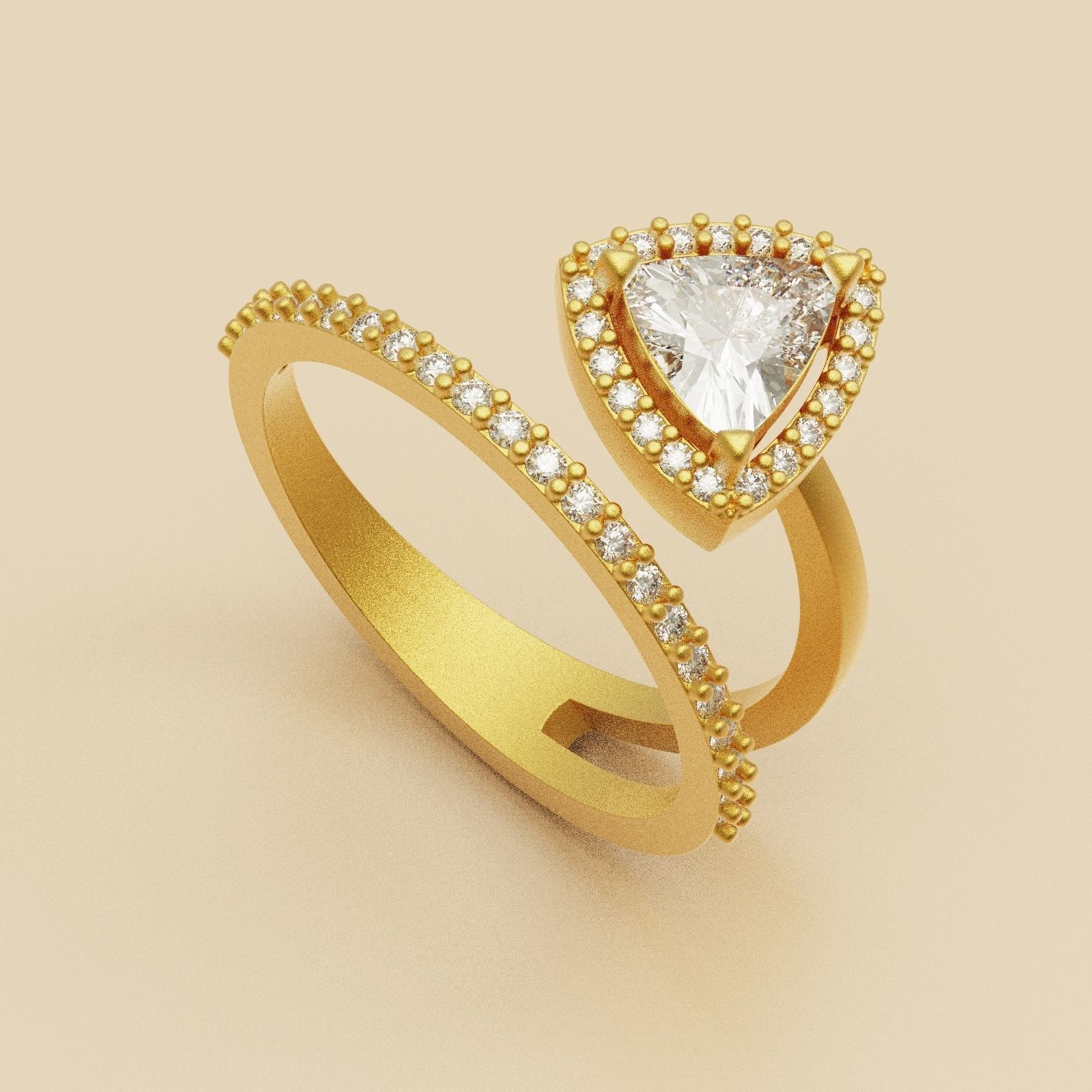 Diamond ring Triangle 3D print model_4