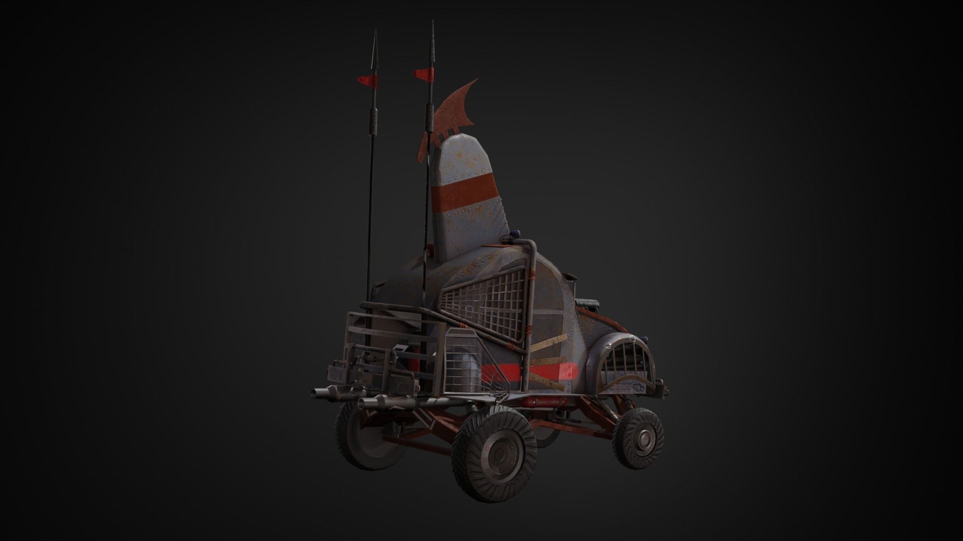 Post-apocalyptic car Low-poly 3D model_4