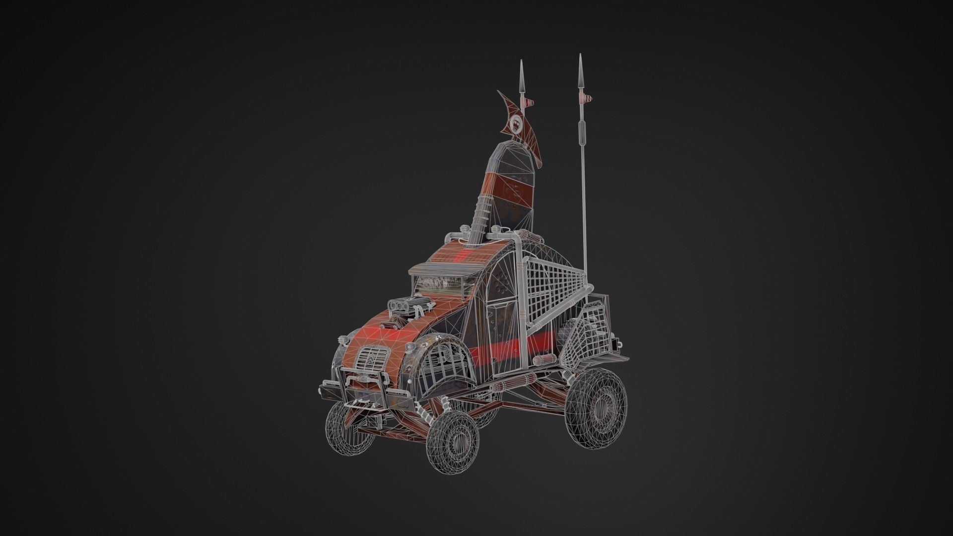 Post-apocalyptic car Low-poly 3D model_1
