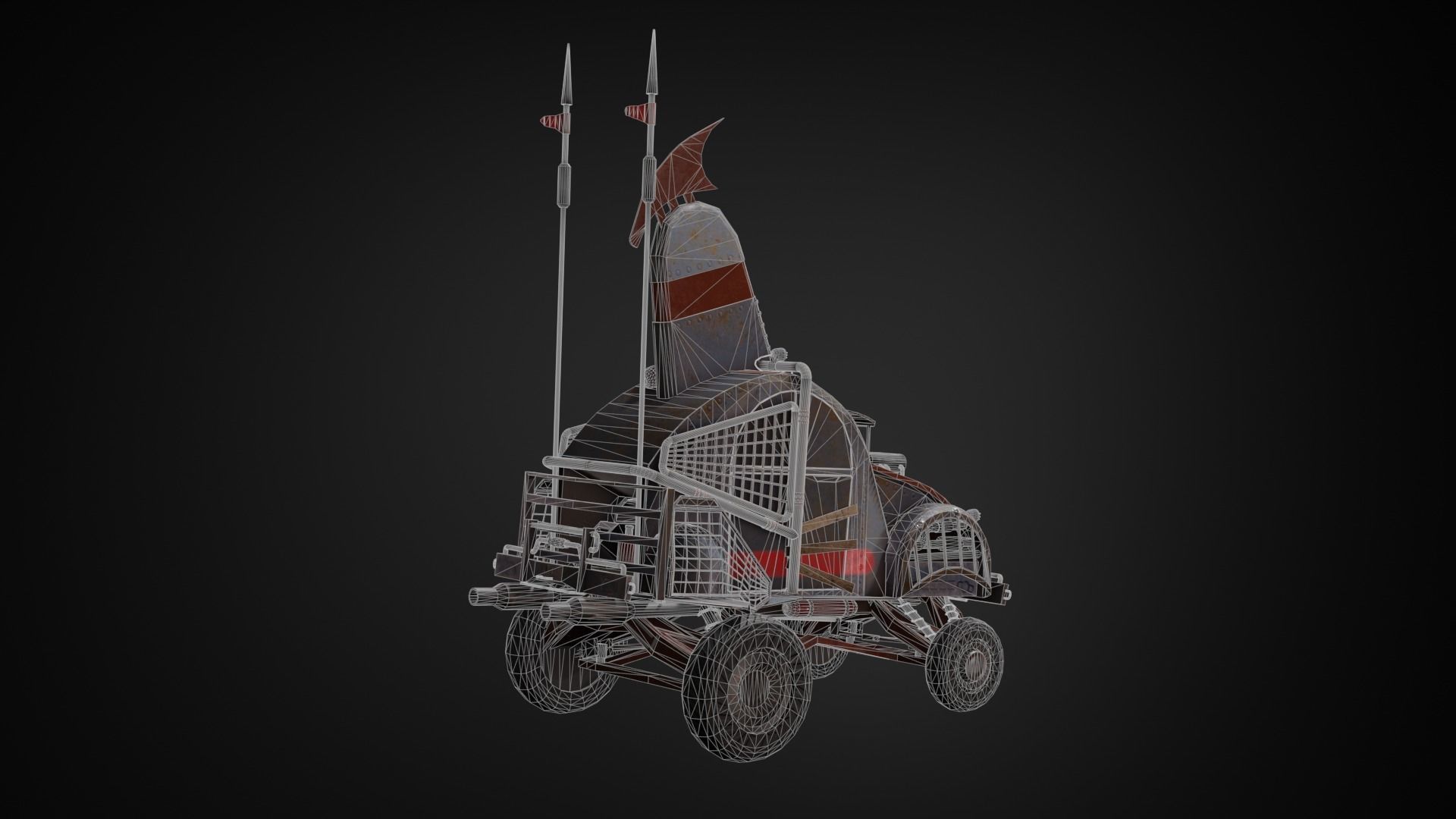 Post-apocalyptic car Low-poly 3D model_3